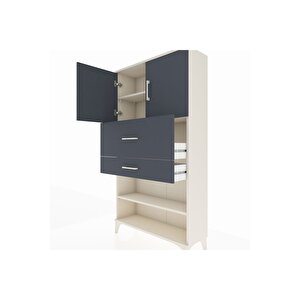 Arges Dolap 3 Raflı 2 Çekmeceli 2 Kapaklı 88x30x163 Aytaşı-antrasit