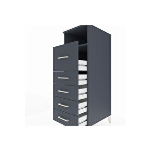 Kronos Dolap Tek Raflı 5 Çekmeceli 44x59x134 Antrasit-antrasit