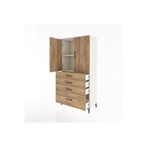 Hyperion Dolap 2 Raflı 4 Çekmeceli 2 Kapaklı 88x44x182 Aytaşı-çam