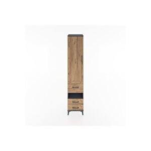 Hyperion Dolap 4 Raflı 3 Çekmeceli Tek Kapaklı 44x44x221 Antrasit-çam