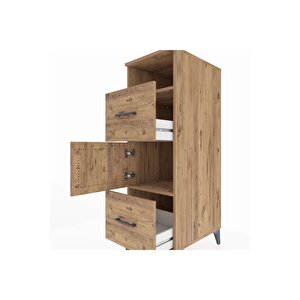 Kronos Dolap 2 Raflı 2 Çekmeceli Tek Kapaklı 44x59x134 Çam-çam