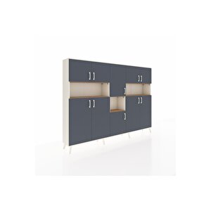 Arges Dolap 14 Raflı 10 Kapaklı 220x30x163 Aytaşı-antrasit/çam