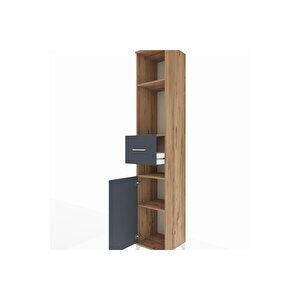 Hyperion Dolap 4 Raflı Tek Çekmeceli Tek Kapaklı 44x44x243 Çam-antrasit