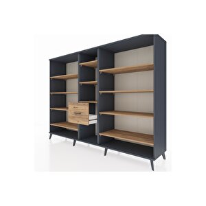 Hyperion Dolap 11 Raflı 3 Çekmeceli  220x44x163 Antrasit-çam