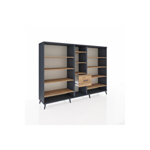 Hyperion Dolap 11 Raflı 3 Çekmeceli  220x44x163 Antrasit-çam