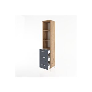 Hyperion Dolap 3 Raflı 3 Çekmeceli 44x44x221 Çam-antrasit