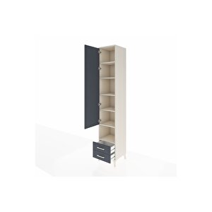 Hyperion Dolap 6 Raflı 2 Çekmeceli Tek Kapaklı 44x44x243 Aytaşı-antrasit