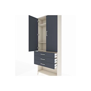 Arges Dolap 3 Raflı 3 Çekmeceli 2 Kapaklı 88x30x221 Aytaşı-antrasit