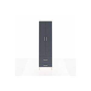 Arges Dolap 3 Raflı 2 Çekmeceli Tek Askılı 60x30x221 Aytaşı-antrasit