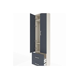 Arges Dolap 3 Raflı 2 Çekmeceli Tek Askılı 60x30x221 Aytaşı-antrasit