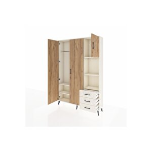 Arges Dolap 5 Raflı 3 Çekmeceli Tek Askılı 132x30x195 Aytaşı-çam/aytaşı