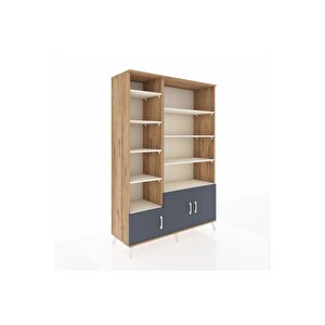 Hyperion Dolap 10 Raflı 3 Kapaklı 132x44x195 Çam-antrasit/aytaşı