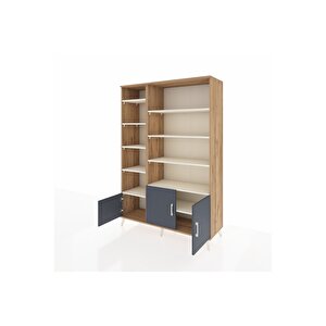 Hyperion Dolap 10 Raflı 3 Kapaklı 132x44x195 Çam-antrasit/aytaşı