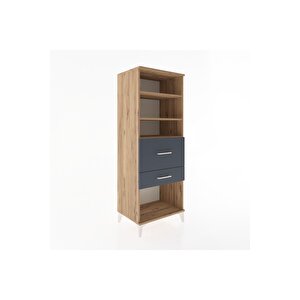 Hyperion Dolap 3 Raflı 2 Çekmeceli 60x44x163 Çam-antrasit