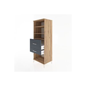 Hyperion Dolap 3 Raflı 2 Çekmeceli 60x44x163 Çam-antrasit