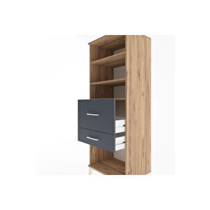 Hyperion Dolap 3 Raflı 2 Çekmeceli 60x44x163 Çam-antrasit