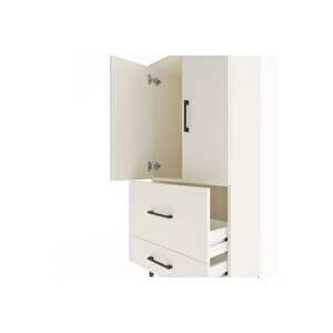 Arges Dolap Tek Raflı 2 Çekmeceli 2 Kapaklı 60x30x134 Aytaşı-aytaşı