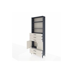 Arges Dolap 4 Raflı 5 Çekmeceli 2 Kapaklı 88x30x243 Antrasit-aytaşı