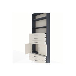 Arges Dolap 4 Raflı 5 Çekmeceli 2 Kapaklı 88x30x243 Antrasit-aytaşı