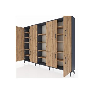 Arges Dolap 14 Raflı 8 Kapaklı 220x30x163 Antrasit-çam