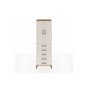 Kronos Dolap 2 Raflı 5 Çekmeceli 2 Kapaklı 60x59x182 Çam-aytaşı
