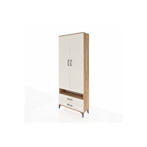 Arges Dolap 3 Raflı 2 Çekmeceli Tek Askılı 88x30x221 Çam-aytaşı