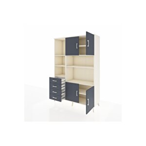 Hyperion Gardrop 8 Raflı 4 Çekmeceli 4 Kapaklı 132x44x195 Aytaşı-antrasit