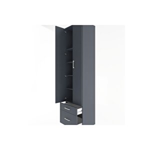 Hyperion Dolap 5 Raflı 2 Çekmeceli 2 Kapaklı 60x44x243 Antrasit-antrasit