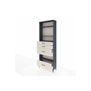 Arges Dolap 4 Raflı 4 Çekmeceli 88x30x243 Antrasit-aytaşı