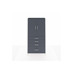 Arges Dolap 3 Raflı 4 Çekmeceli 2 Kapaklı 88x30x182 Antrasit-antrasit