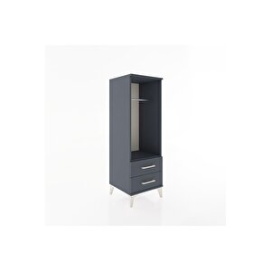 Hyperion Dolap Tek Raflı 2 Çekmeceli Tek Askılı 44x44x134 Antrasit-antrasit