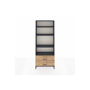 Arges Dolap 4 Raflı 2 Çekmeceli 88x30x221 Antrasit-çam