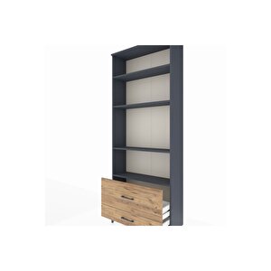 Arges Dolap 4 Raflı 2 Çekmeceli 88x30x221 Antrasit-çam