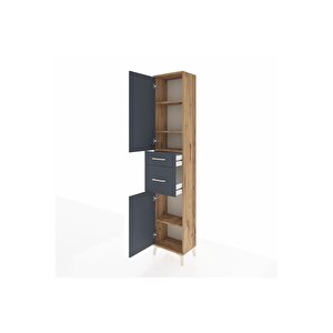 Arges Dolap 4 Raflı 2 Çekmeceli 2 Kapaklı 44x30x221 Çam-antrasit