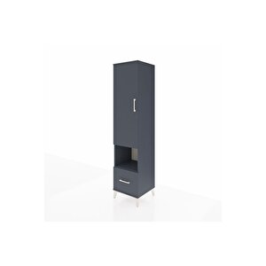 Hyperion Dolap 3 Raflı Tek Çekmeceli Tek Askılı 44x44x195 Antrasit-antrasit