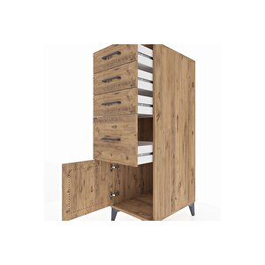 Kronos Dolap 4 Çekmeceli Tek Kapaklı 44x59x134 Çam-çam