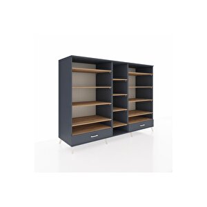 Kronos Dolap 14 Raflı 2 Çekmeceli  220x59x163 Antrasit-çam/antrasit