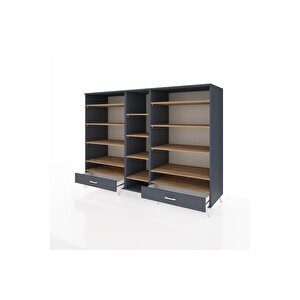 Kronos Dolap 14 Raflı 2 Çekmeceli  220x59x163 Antrasit-çam/antrasit