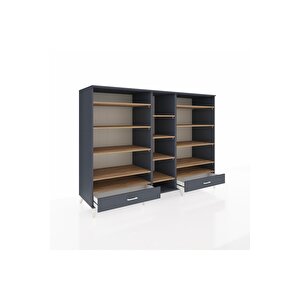 Kronos Dolap 14 Raflı 2 Çekmeceli  220x59x163 Antrasit-çam/antrasit