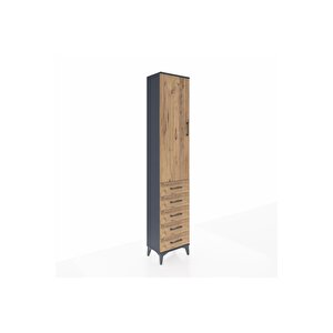 Arges Dolap 2 Raflı 5 Çekmeceli Tek Askılı 44x30x221 Antrasit-çam
