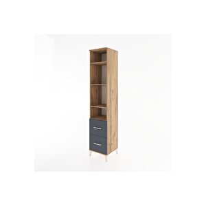 Hyperion Dolap 4 Raflı 2 Çekmeceli 44x44x221 Çam-antrasit