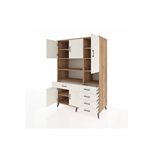 Kronos Dolap 9 Raflı 5 Çekmeceli 5 Kapaklı 132x59x195 Çam-aytaşı/aytaşı