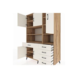 Kronos Dolap 9 Raflı 5 Çekmeceli 5 Kapaklı 132x59x195 Çam-aytaşı/aytaşı