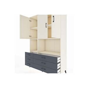 Hyperion Dolap 6 Raflı 6 Çekmeceli 3 Kapaklı 132x44x195 Aytaşı-aytaşı/antrasit