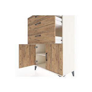Hyperion Dolap Tek Raflı 3 Çekmeceli 2 Kapaklı 88x44x134 Aytaşı-çam