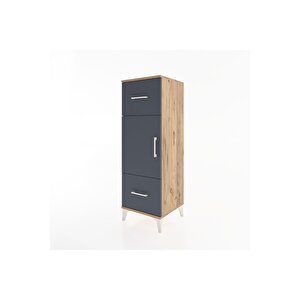Hyperion Dolap 2 Raflı 2 Çekmeceli Tek Kapaklı 44x44x134 Çam-antrasit