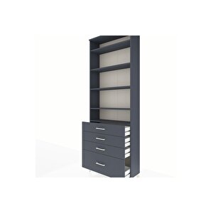Arges Dolap 5 Raflı 4 Çekmeceli 88x30x243 Antrasit-antrasit