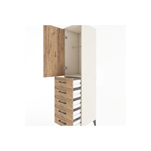 Hyperion Dolap Tek Raflı 5 Çekmeceli Tek Askılı 44x44x182 Aytaşı-çam