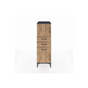 Kronos Dolap Tek Raflı 3 Çekmeceli 2 Kapaklı 44x59x134 Antrasit-çam