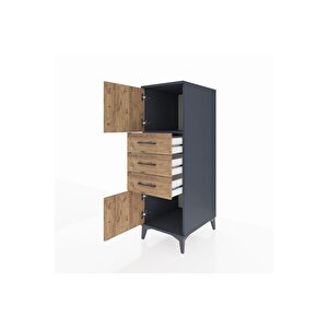 Kronos Dolap Tek Raflı 3 Çekmeceli 2 Kapaklı 44x59x134 Antrasit-çam